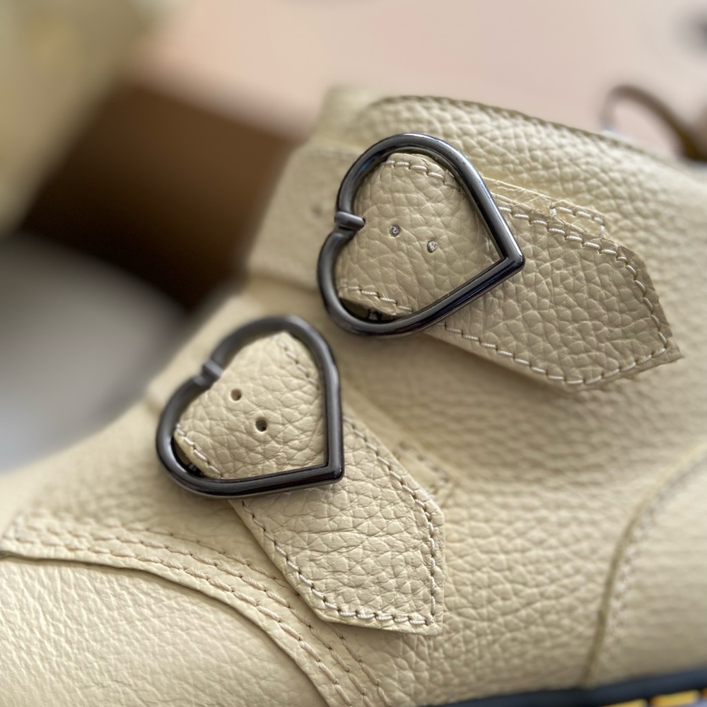 Dr. Martens Devon Heart Buckle Leather Platform Boots - Picture 9 of 14